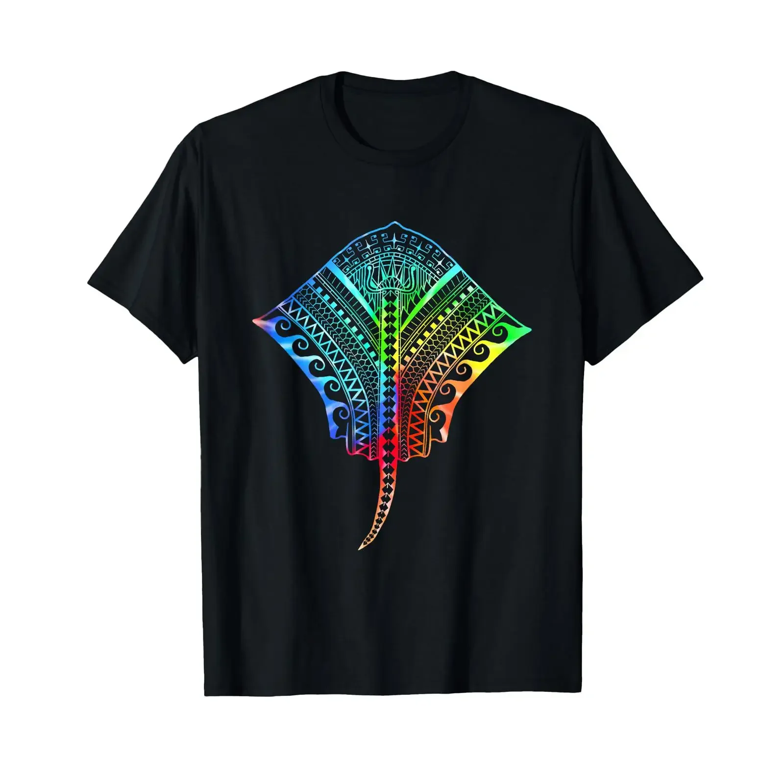Hawaiian Tropical Tribal Stingray Beach T Shirt vintage Washed Breathable Stylish Stretched Comfortable Casual homme Versatile