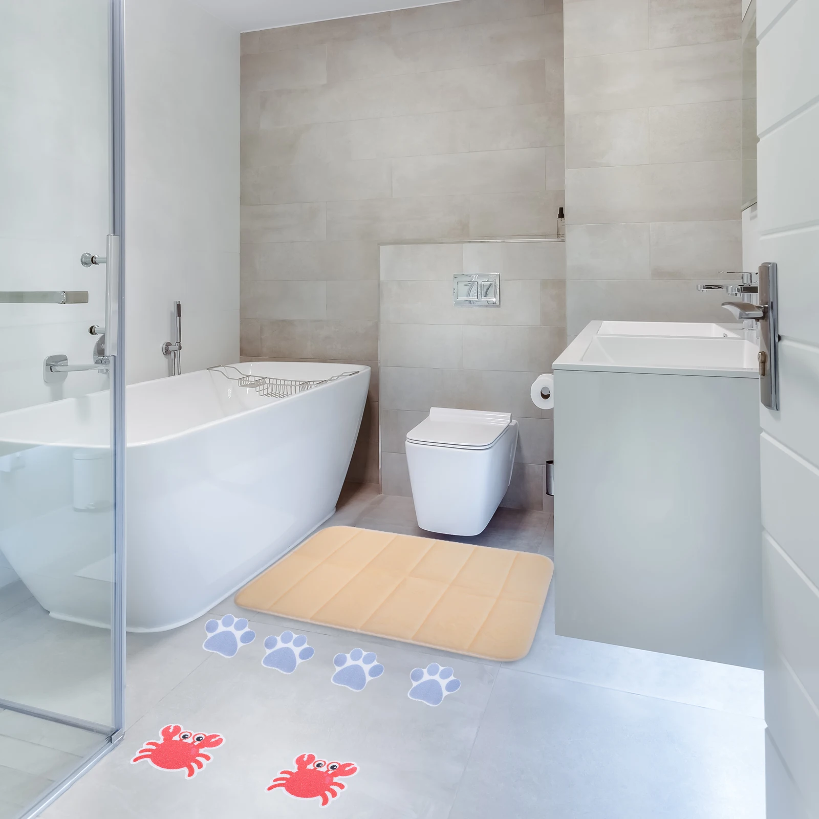 

8Pcs Non Slip Bathtub Stickers Peva Frosted Animal Design Bathroom Tub Decals Anti Slip Stickers for Shower Pool Kitchen