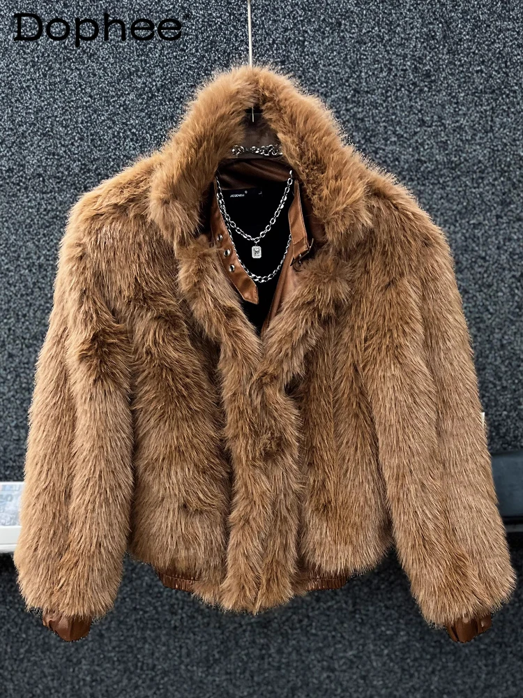 الراقية فو الفراء طوق سميكة السترات الرجال 2025 شتاء جديد على الوجهين ارتداء فو سترات من الفرو الذكور وسيم معاطف بسيطة