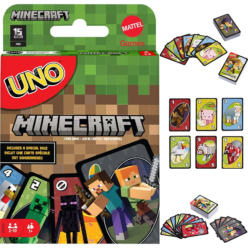 Mattel Games UNO Minecraft Special Rules Card Game Family Night Travel Camping Party Board Games Holiday Gifts Kids Toys