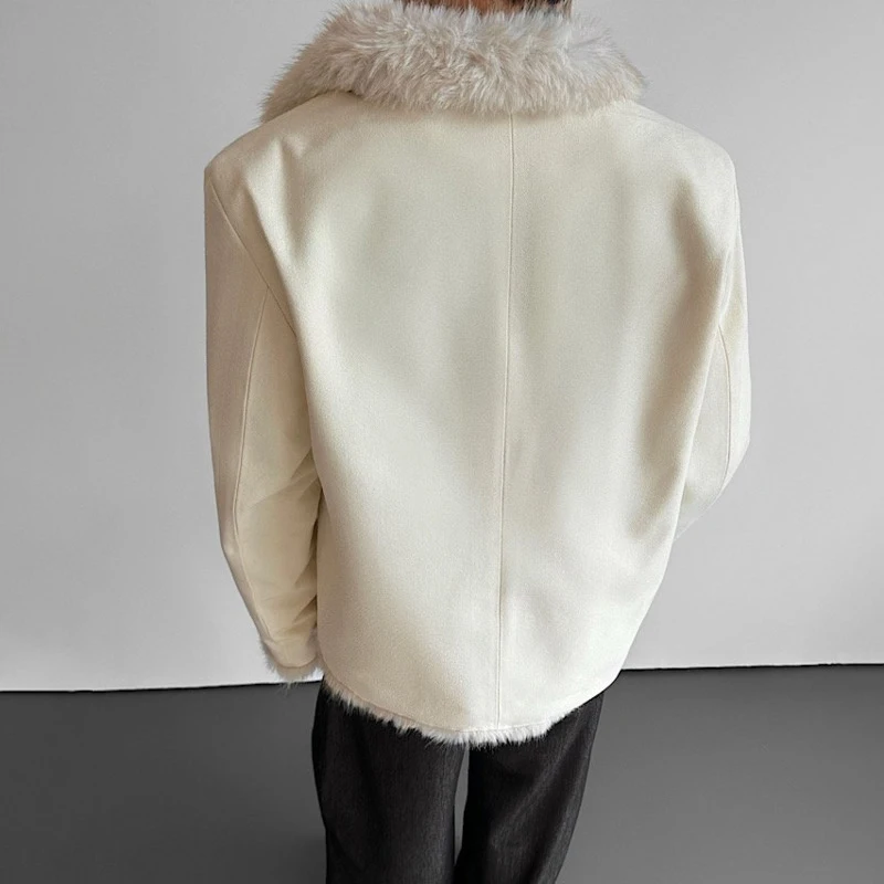 LUZHEN 2025 hiver nouveau haute qualité fausse fourrure Patchwork cou rembourré manteau hommes beau couleur unie élégant Parka vêtements JY5411