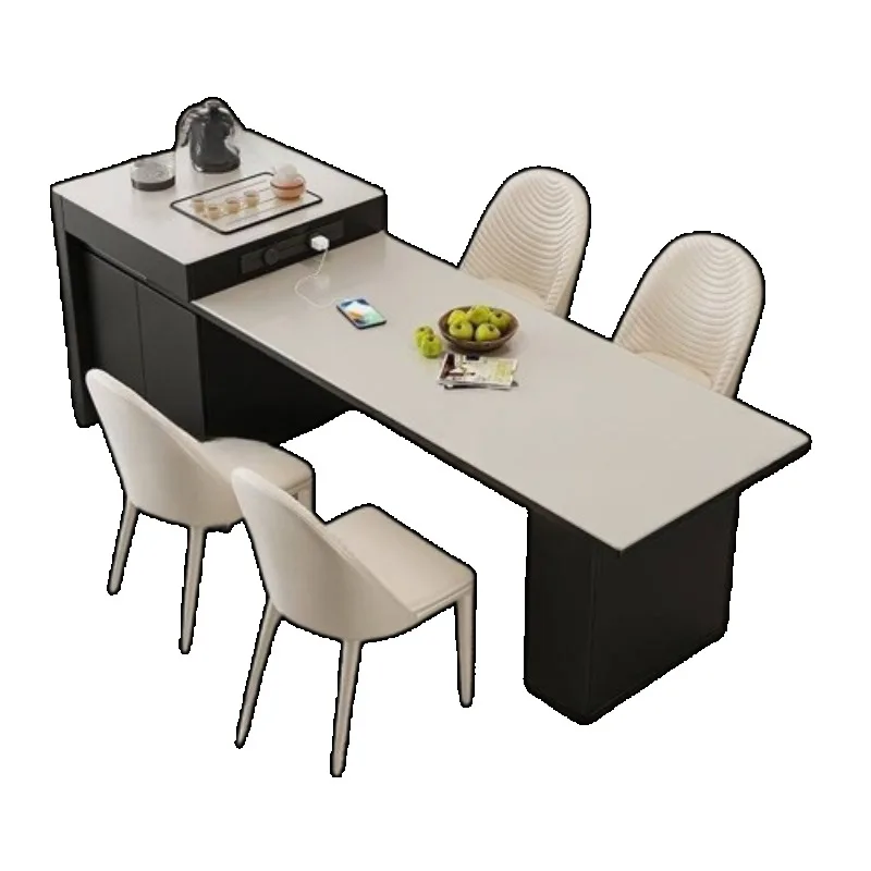 

Luxury Black Dining Table Extendable Kitchen Living Room Dining Table Restaurant Modern Nordic Mesas De Jantar Furniture Home