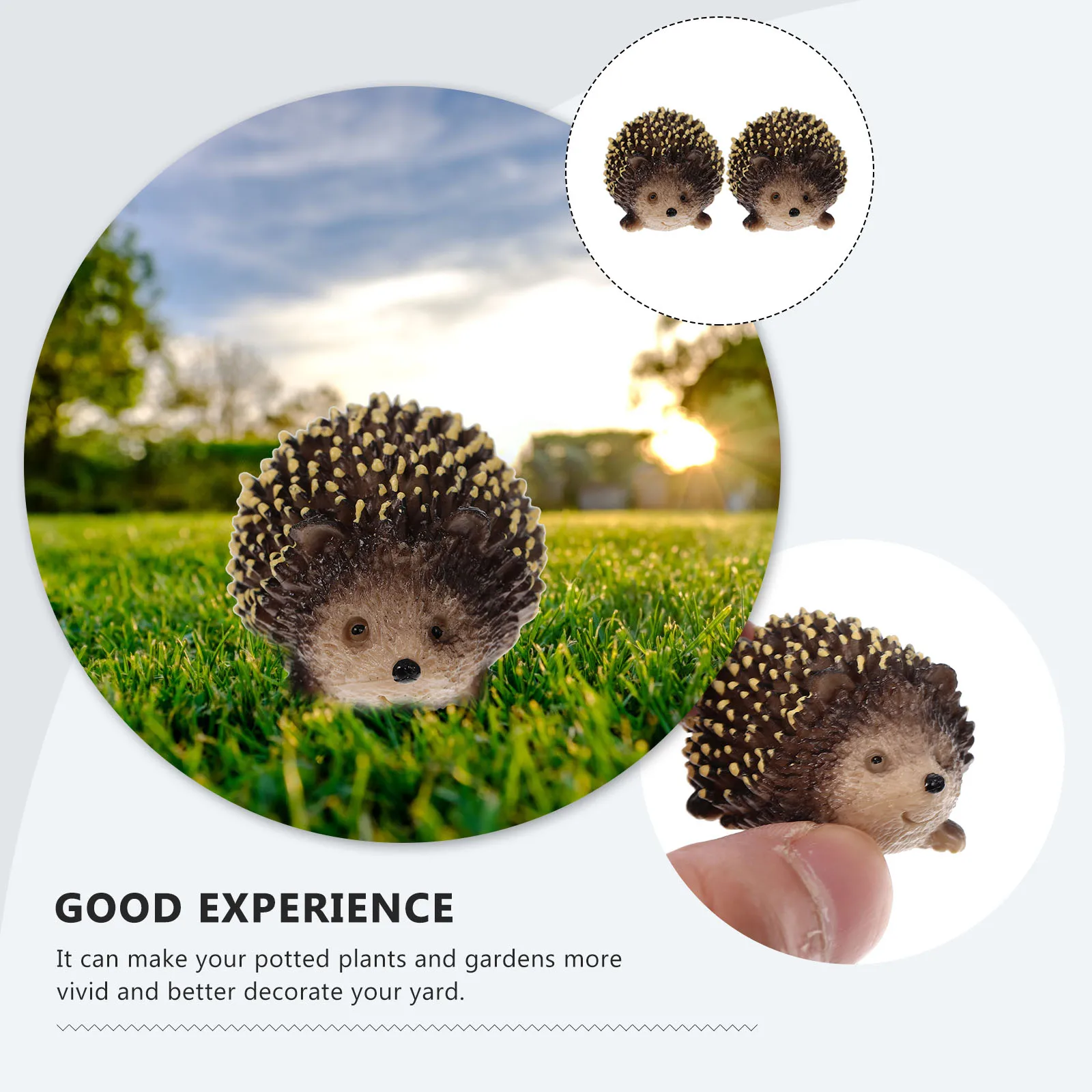

2pcs Hedgehog Shape Plastic Crafts Miniature Figurines Garden Decoration Bonsai Ornament Micro Landscape Sculpture Small