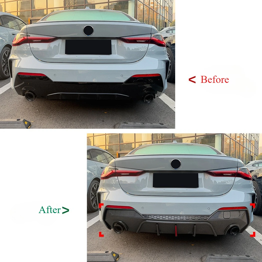 Für BMW 4er G22 G23 Coupe M Sport 2020–2025 Heckstoßstangen-Diffusorlippe mit Licht, Refit-Splitter-Platte, Body-Kits-Zubehör – Detail 2