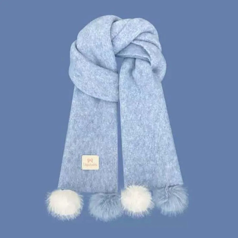 

Shawl with Ball Knitting Wool Scarf Anti-cold Windproof Long Thickened Neckscarf Soft Classic Winter Warmer Scarf Women