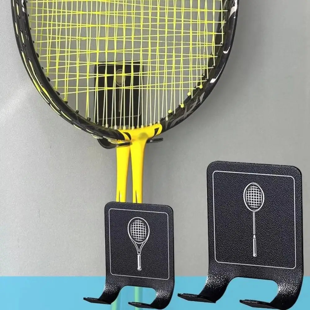 Wall Mounted Tennis Racket Wall Rack Aluminum Alloy Self-adhesive Badminton Rackets Holder Durable Punch-Free Rackets Wall Hook