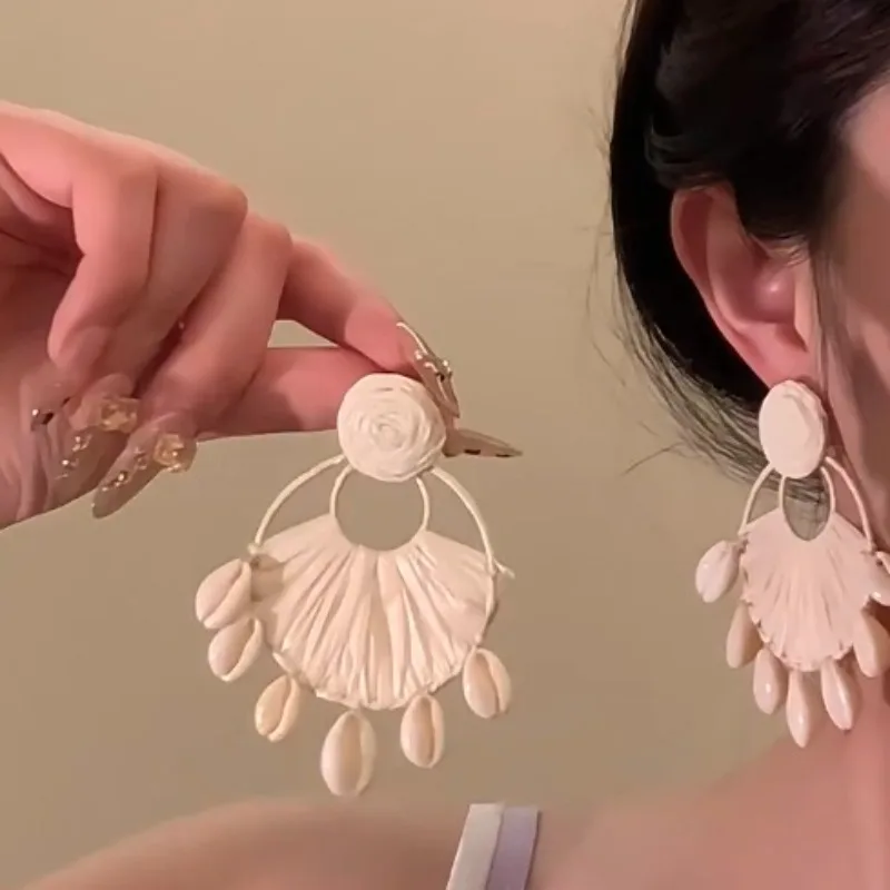 Summer Seaside Shell Vintage Earrings Statement Boho Stud Unique Design Lightweight Premium for Women Daily Party Use Jewelry