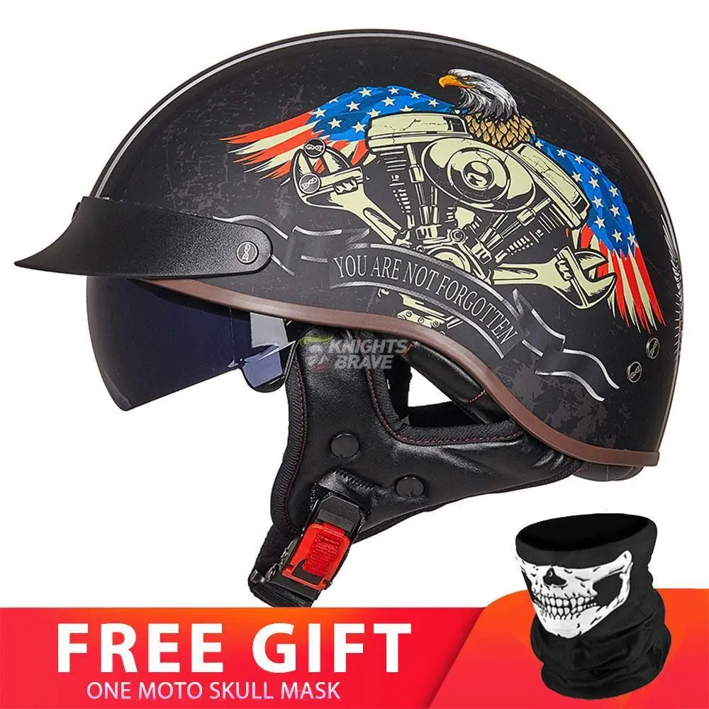 GXT DOT Certification Retro Motorcycle Helmet Men's Moto Helmet Scooter Half Face Biker Motorbike Crash Moto Helmet Casco Moto