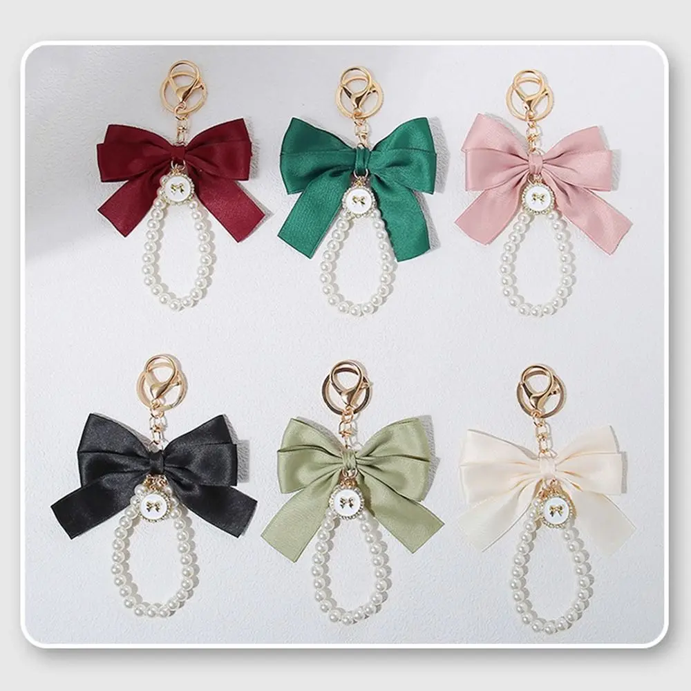 

Large Bowknot Bowknot Key Chain Pearl Bow White Bowknot Pearl Key Pendant Handmade Jewelry Multi-color Charm Keychain