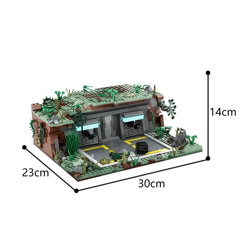 Acessórios de filme clássico base espacial pós fortaleza blocos de construção MOC-54447 base de batalha arquitetura modelo crianças brinquedo presente