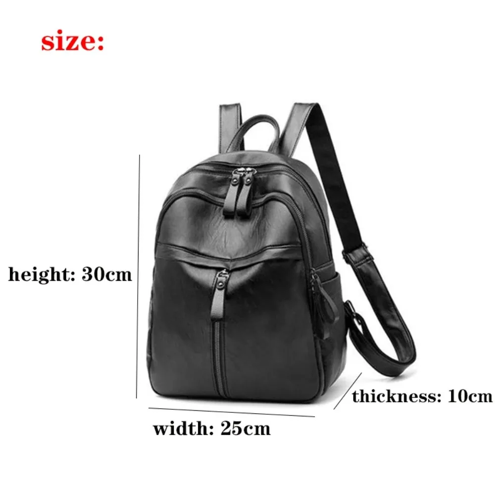 Woman Anti-theft Backpack Bag Casual Wild Soft PU Leather Dual-use Large Capacity Backpack Bolsa Feminine Sac Main Femme