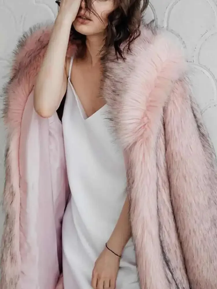 

2025 New Tide Faux Fur Coat European Style Hooded Loose All Match Warm Cardigan Top Jacket Women Autumn Winter