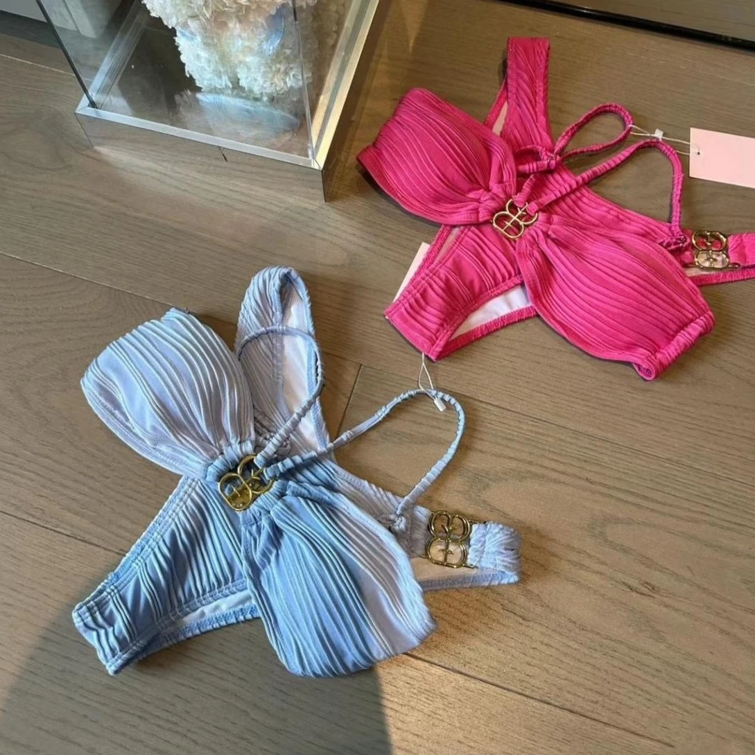 

2026 New High Waist Split Bikini Set Women Sexy Sweet Two Piece Swimsuit Trendy Summer Beach Vacation Swimwear Bathing Suit