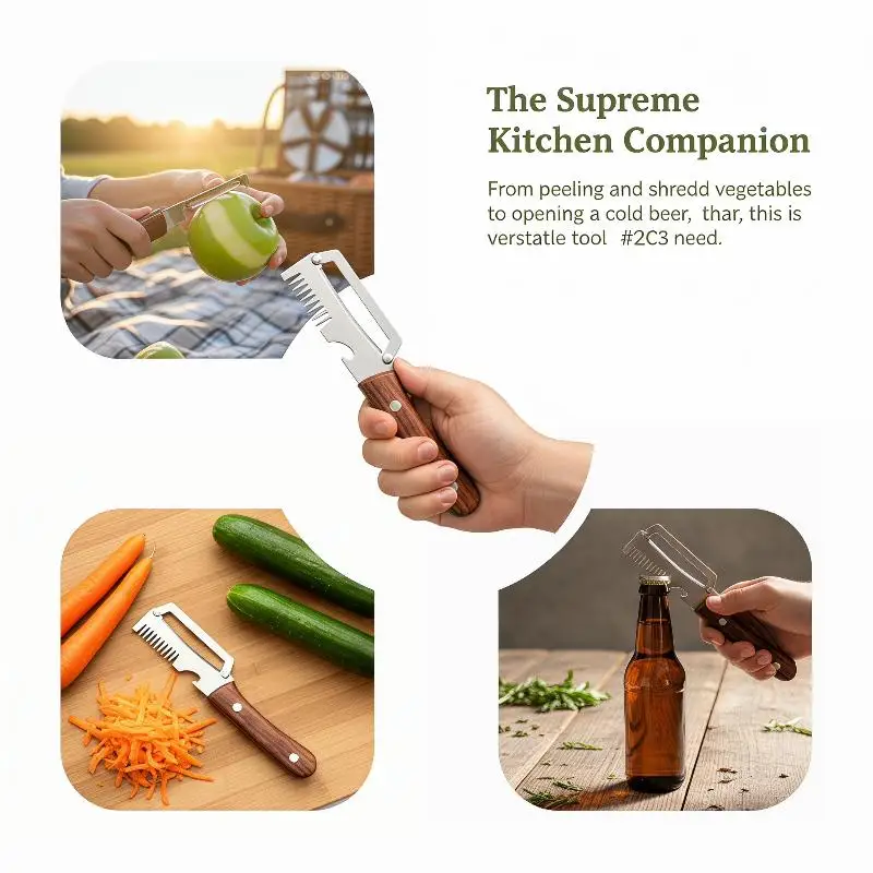 4 in 1 With Bottle Opener Multi-Functional Kitchen Peeler Stainless Steel Vegetable Fruit Slicer Cutter Julienne Tool