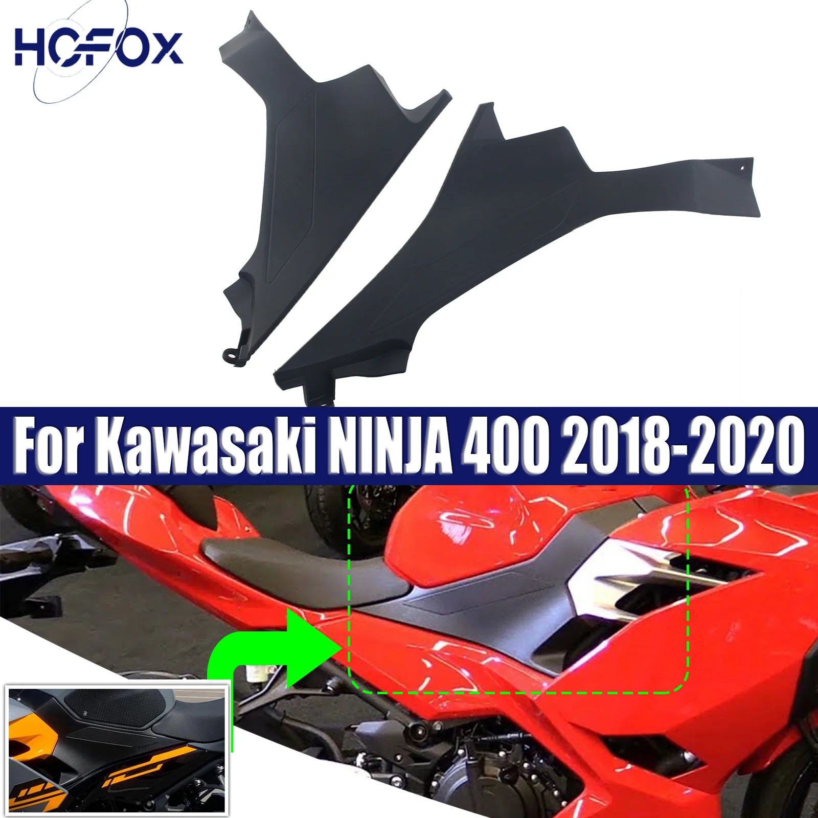 

For Kawasaki NINJA 400 2018-2020 Motorcycle ABS Black Tank Side Covers Panels Decorative Cover Fairing