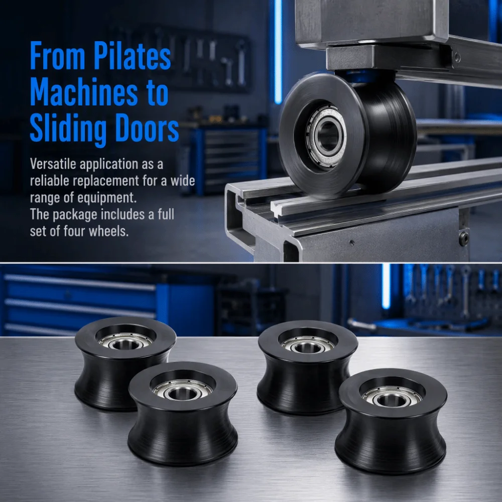 4pcs 42mm Diameter Gym Machine Replacement Roller 10mm Inner Bore 24mm Thickness Guide Roller Double Bearing Universal Fit
