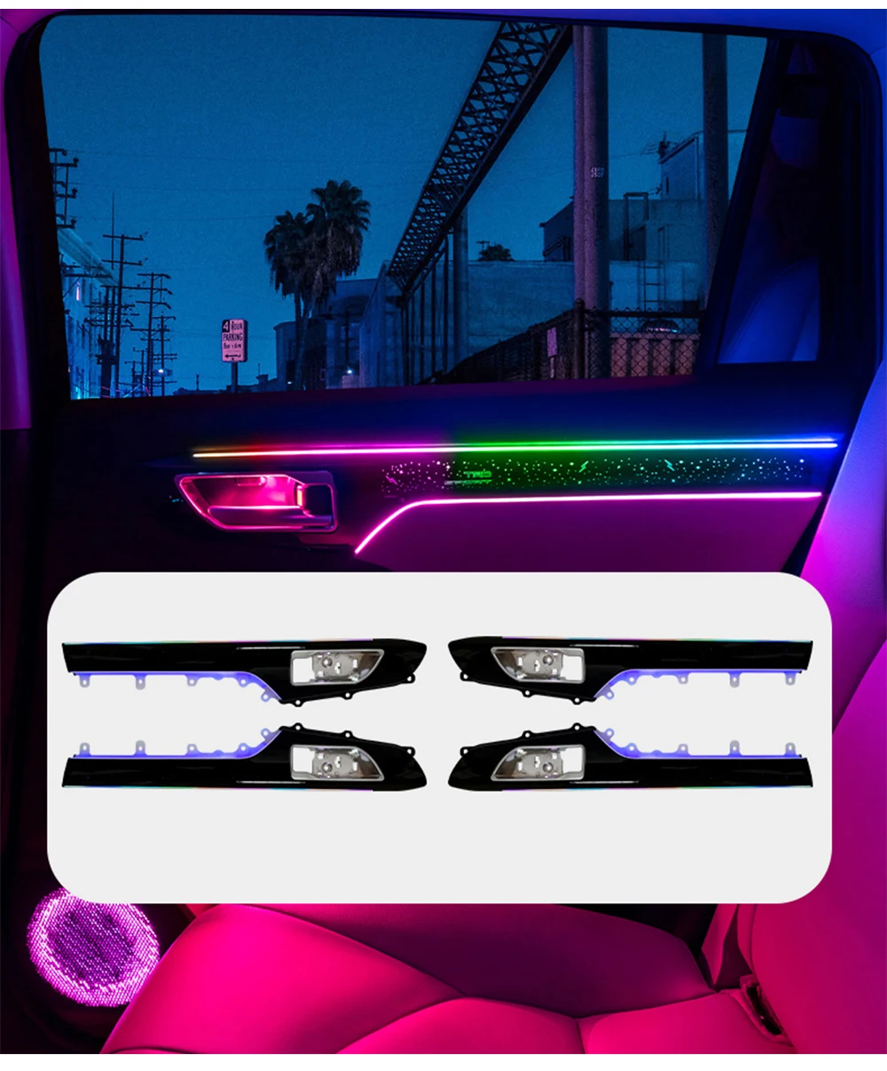 ترقية سيمفوني Led سيارة الداخلية المحيطة ضوء لتويوتا هايلاندر 2022-2025 جو قطاع اكسسوارات الديكور
