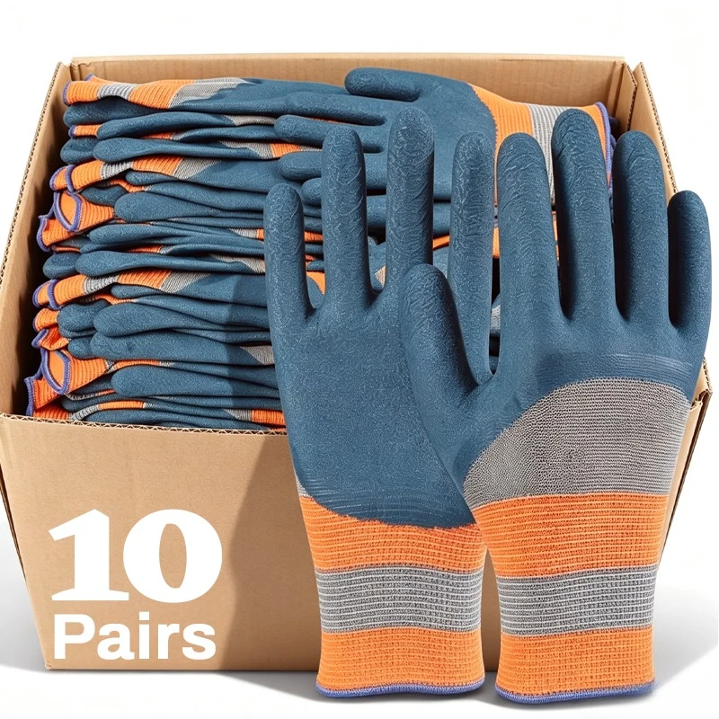 Work Labor Protection Rubber Nylon Gloves Wear-resistant Breathable Anti-slip Car Repairing Construction Sites Durable Glove