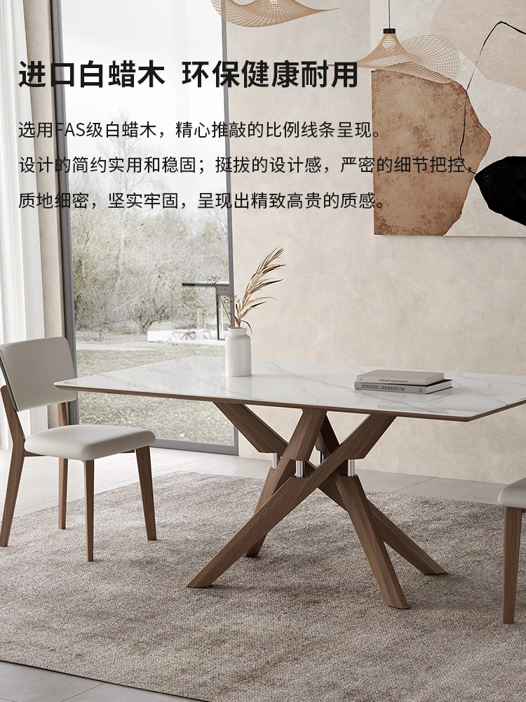 Ash Wood Stone Plate Dining Table Solid Wood Leg Designer Creative Rectangle Modern Minimalist Branches