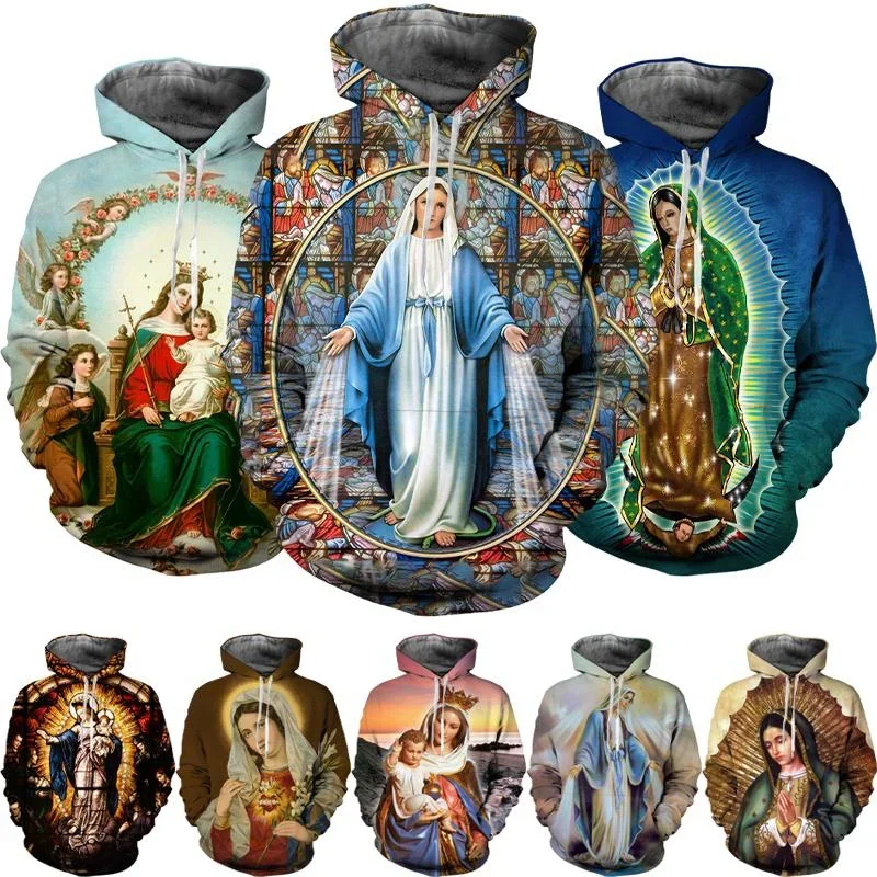 Fashion Christian Virgin Personality Street Faith Unisex Hoodie Guadalupe Virgin Mary of Mexico 3D Print Hoodie