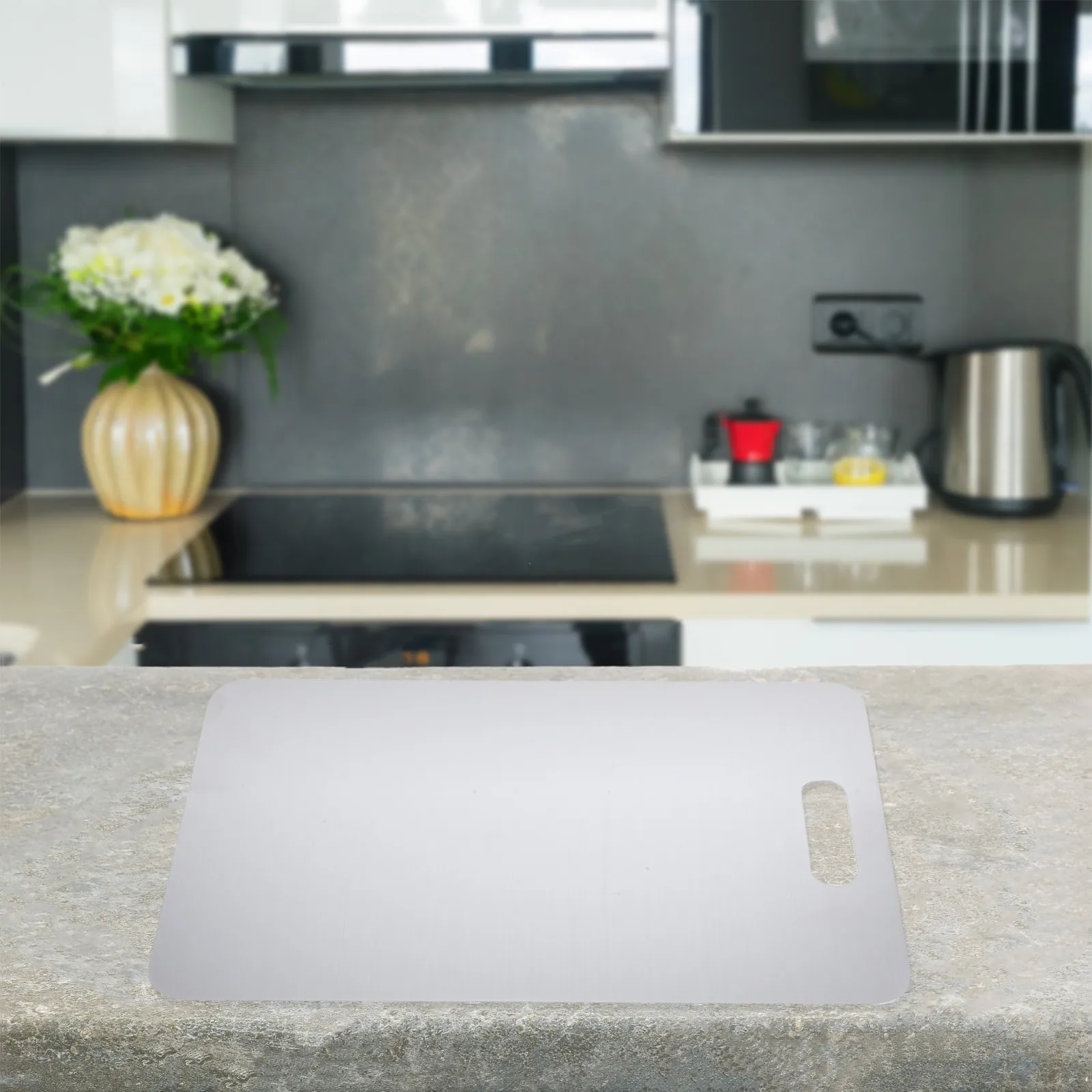 Stainless Steel Cutting Board Heavy Duty Non Slip Dishwasher Safe Kitchen Chopping Board for Home Cooking Meat Fruit Vegetable