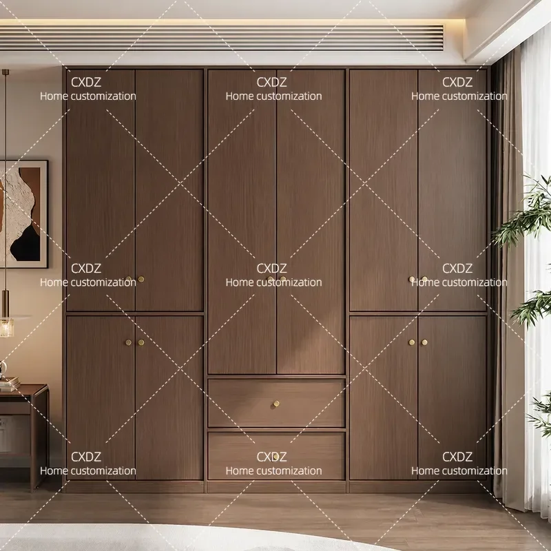 Solid Wood Wardrobe for Bedroom Small Apartment Medium Size Antique Style ENF Grade Eco Friendly Storage Cabinet Household