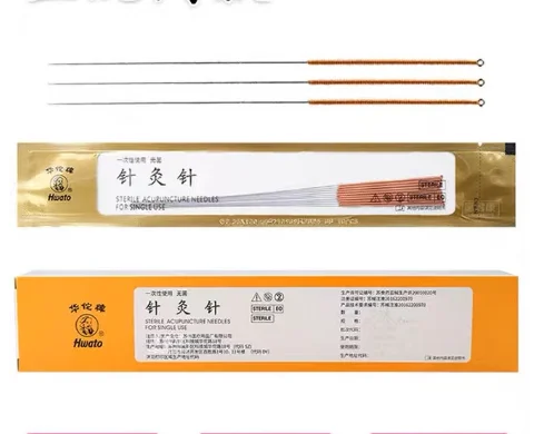 20pcs 0.30/35/40*100/125/150mm long needles body elongated Awn needls disposable sterile Copper Handle acupuncture needle