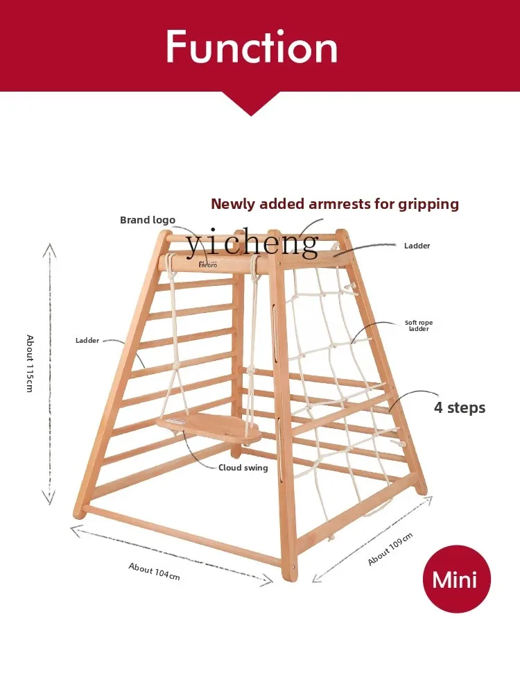 Tqh Mini Klein Massief Houten Klimrek Kinderen Indoor Klimmen Baby Home Slide Swing Combinatie
