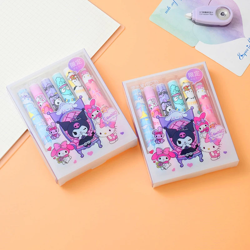 Imagem -02 - Kawaii Cat Highlighter para Estudantes Conta Marcação Mão Pochacco Kuromi Material Escolar e de Escritório Papelaria Presentes Cores Pcs