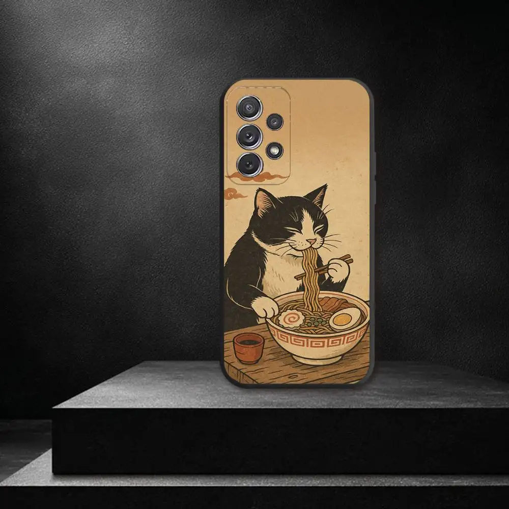 J-Japan 스타일 우키요에 전화 케이스 삼성 S 25,24,23,22,30,21,10,9,Ultra,Plus,Lite,FE,4,5G 블랙 소프트 케이스