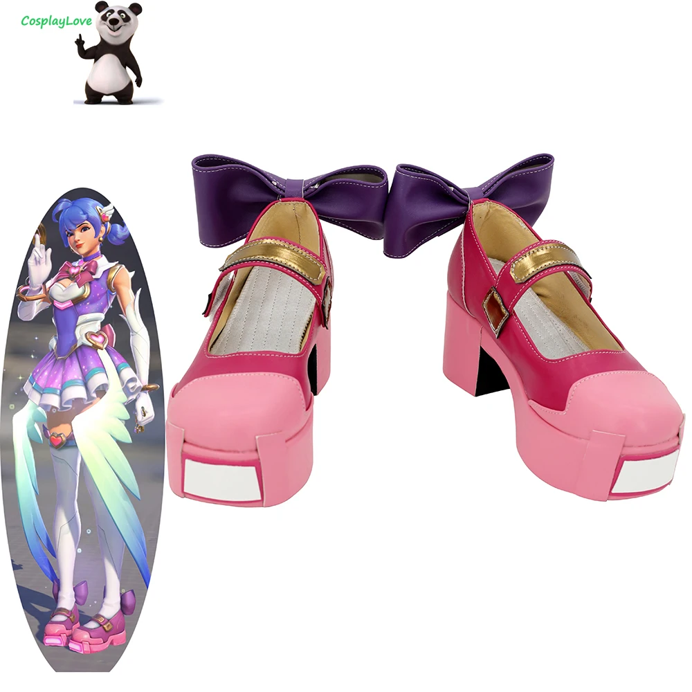 CosplayLove OW GAME Magical Kiriko Pink Coslay Scarpe Stivali lunghi in pelle realizzati su misura per Halloween Natale
