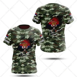 Serbia Camouflage Skull Pattern Customize T-shirts Unisex Oversized Tees Casual Short Sleeve Tops Adults and Kids Sportswear