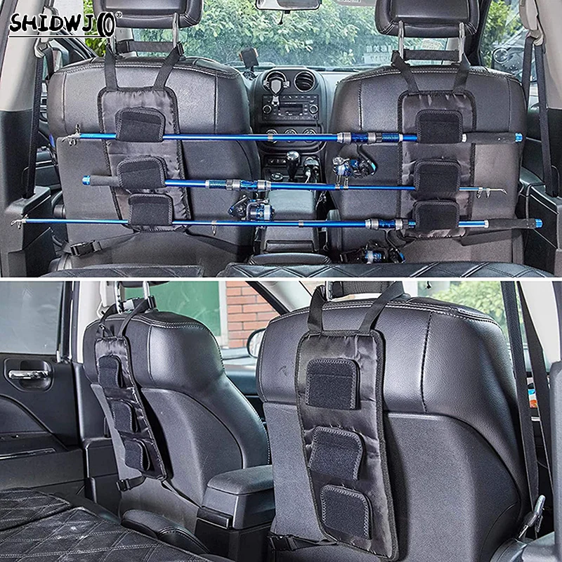 1Set Car Seat Fishing Rod Rack Car Seat Fishing Rod Fixing Belt Adjustable Fishing Pole Storage Strap Detachable For Wagons Van