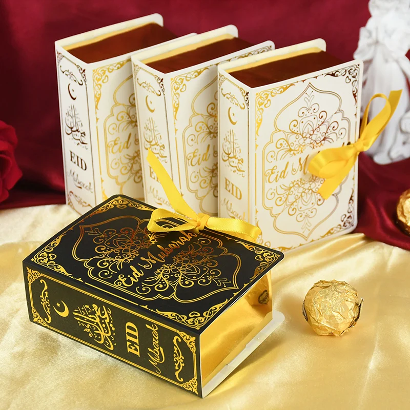 

10Pcs Ramadan Quran Book Shape Eid Mubarak Candy Boxes Muslim Islamic Party Cookies Candy Packaging Box Ramadan Kareem Decor