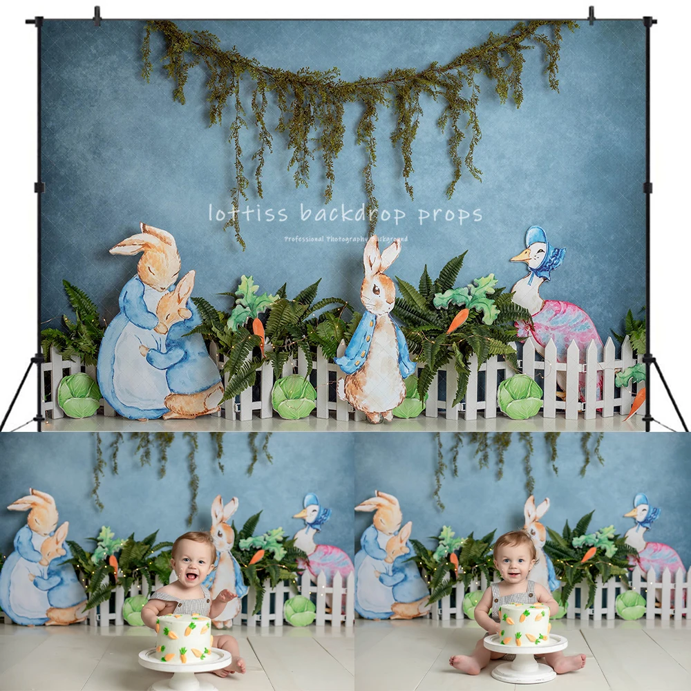 Bunny Easter Backdrops Kids Baby Photography Child Adult Photocall Decors Birthday 1st Cake Smash Props Backgrounds