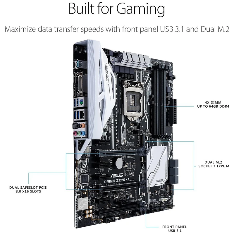 เมนบอร์ด ASUS Z270-A LGA 1151เมนบอร์ด DDR4 USB3.1ขนาด64GB เมนบอร์ดสำหรับเดสก์ท็อป Z270