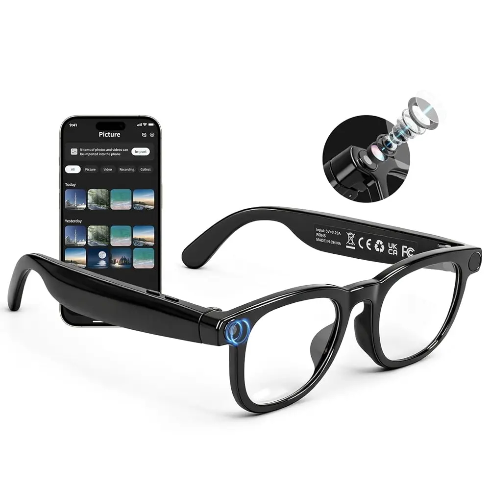 

Ailexpress-Free Shipping-AI Smart Glasses with 4K HD Camera & Anti-Shake, ChatGPT Integrated Voice Control Glasses for Hands-Fre