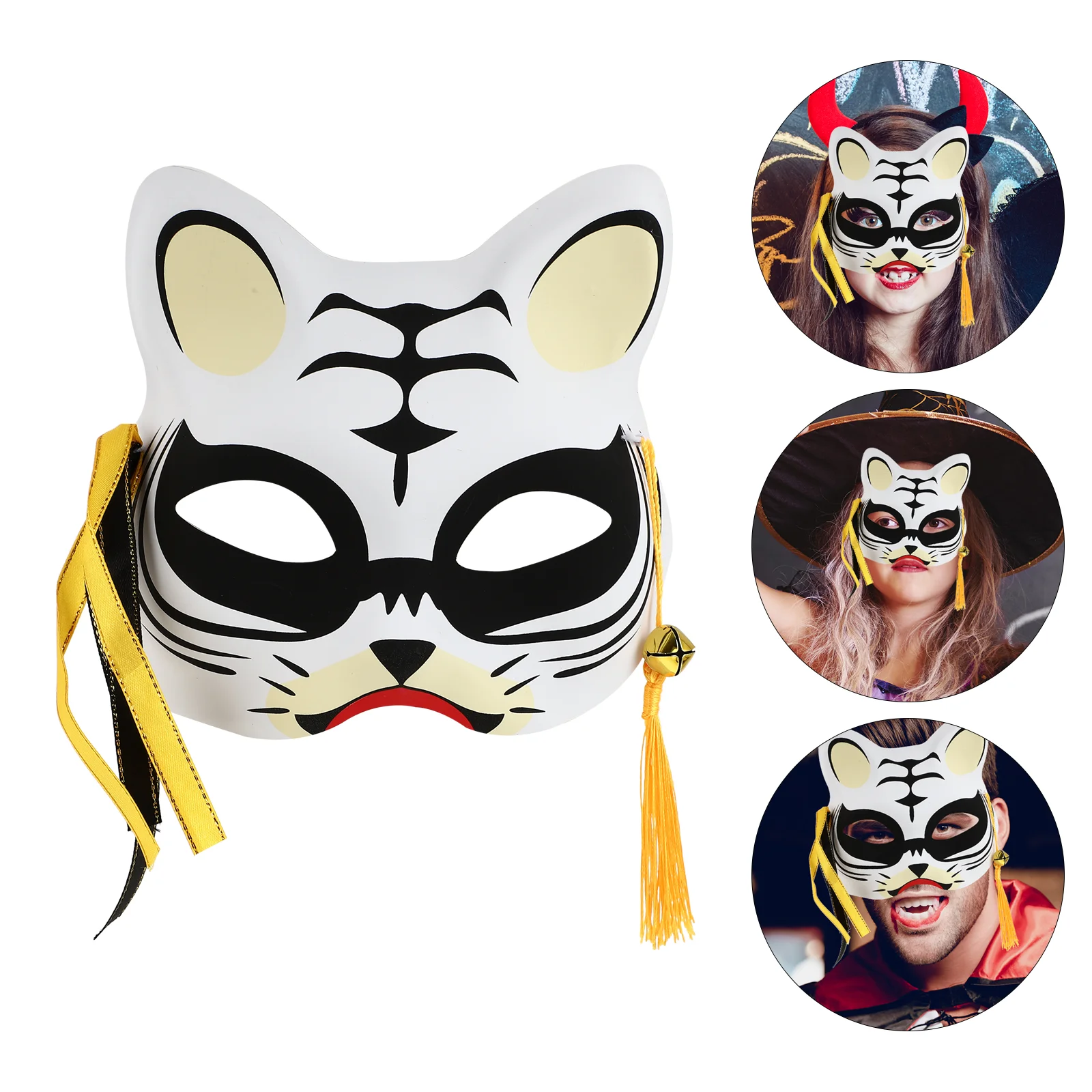 

Mask Tiger Cosplay Party Supply Halloween Performance Luminous White Half Face Glowing