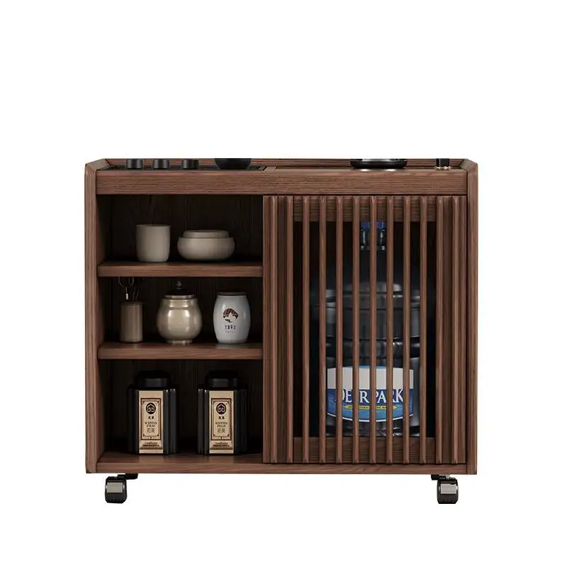 

All solid wood multi-functional modern simple tea table household living room sofa next to small tea cabinet balcony