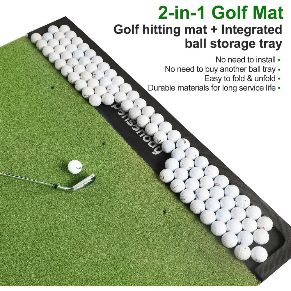 5x4ft & 6x4ft Golf Mat with Ball Tray, Thickening Golf Mats Practice Outdoor & Indoor, Artificial Turf Mat