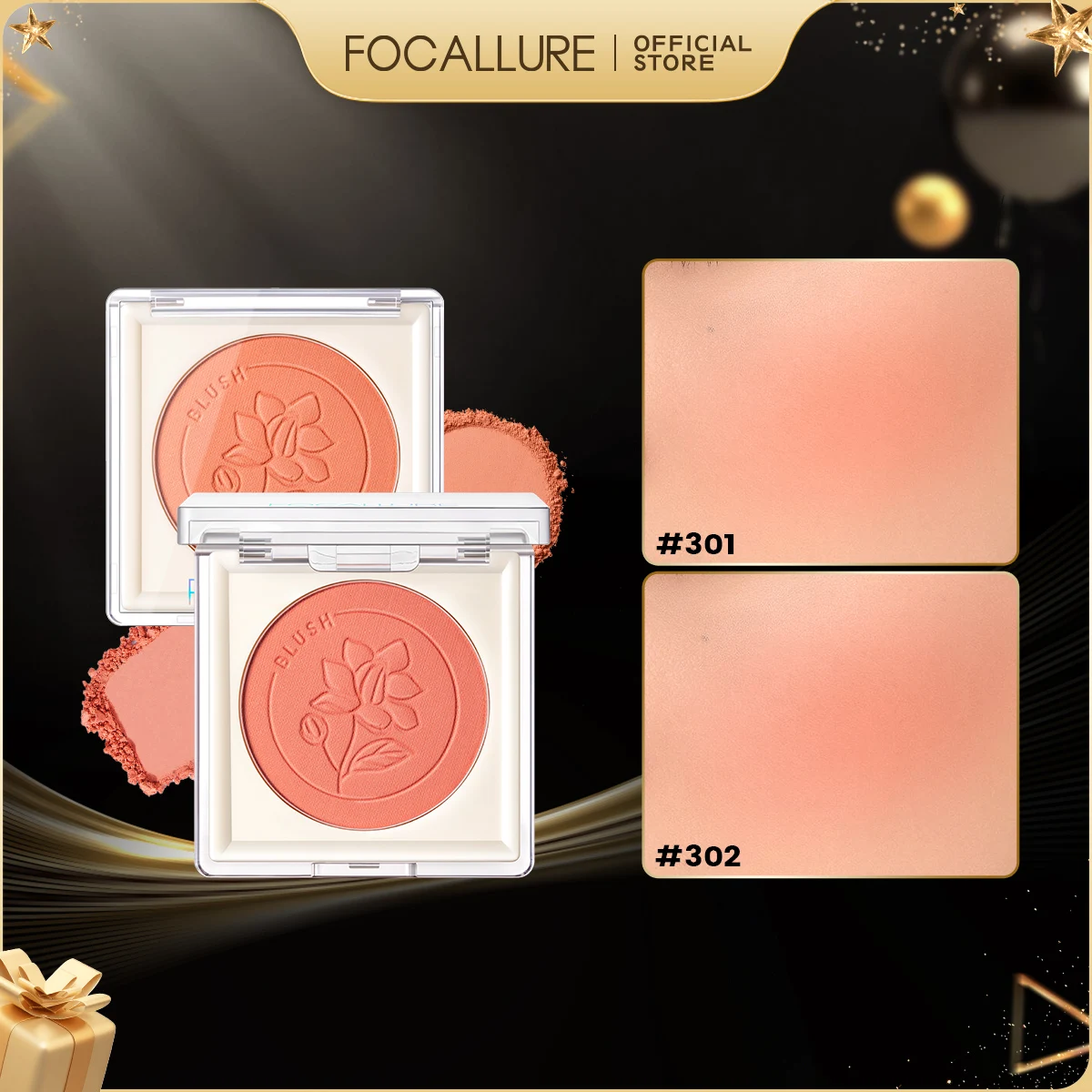 FOCALLURE Smooth Natural Blush Powder Palette Nourishing High Pigment Peach Cheek Face Blusher Contour Cream Makeup Cosmetics