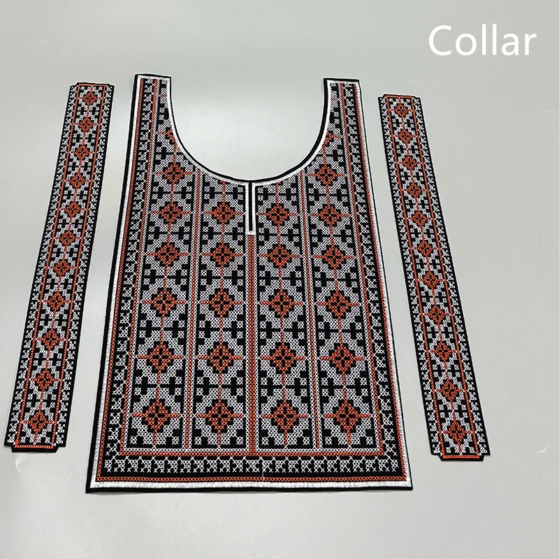 Latest African Fashion Men Embroidery Collar Set Lace Material 2024 DIY Hot Sale Senegal Cotton Collar Sewing for Women Clothing