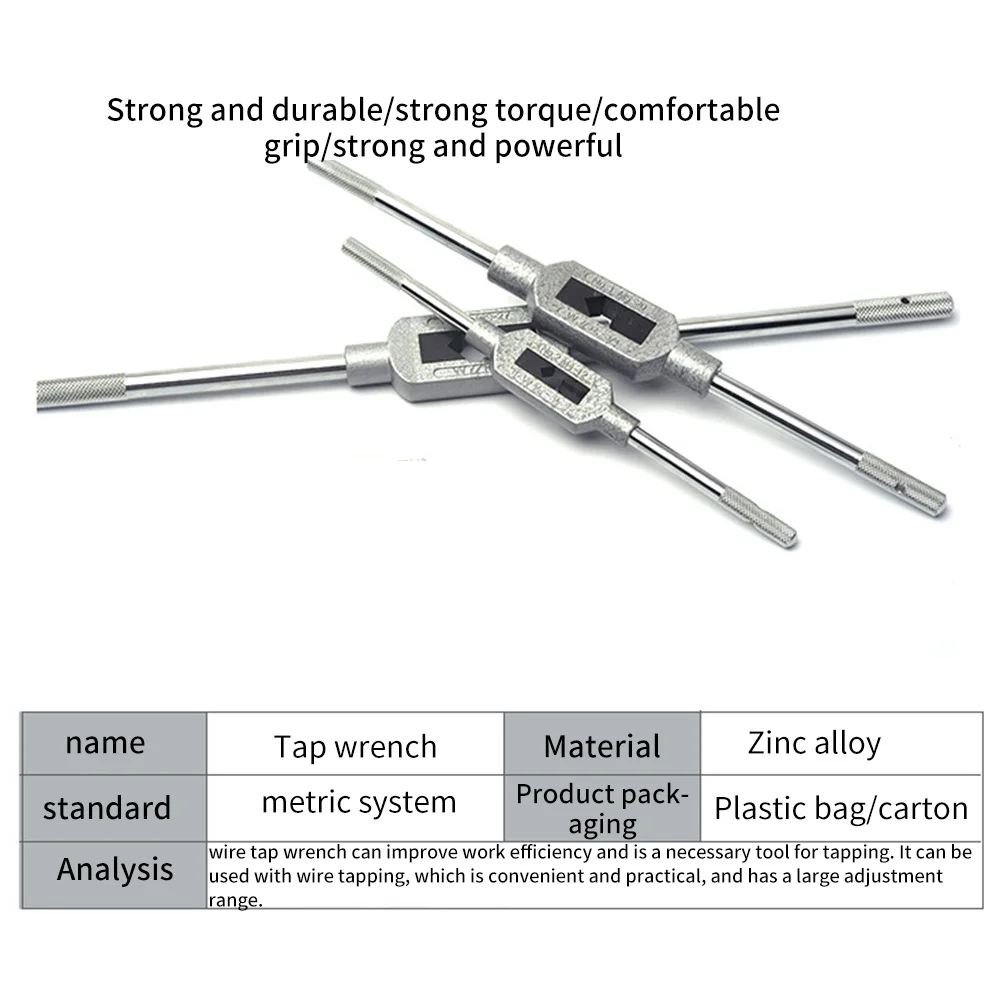 Adjustable Hand Tap Wrench Holder M1-M8 Thread Metric Handle Tapping Reamer Tool Accessories for Taps and Die Set Tap Wrench