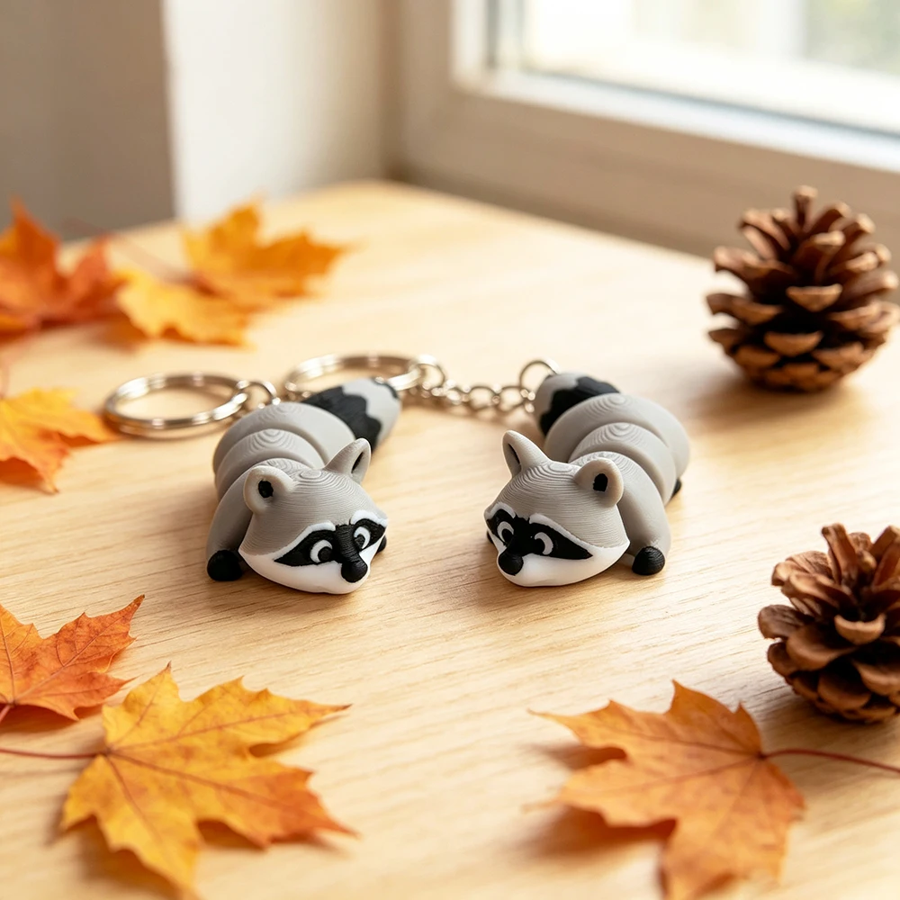 3d Printing Cute Raccoon Keychain Fantasy Theme Design, Mobile Backpack Pendant, Mobile Phone, Car, Etc