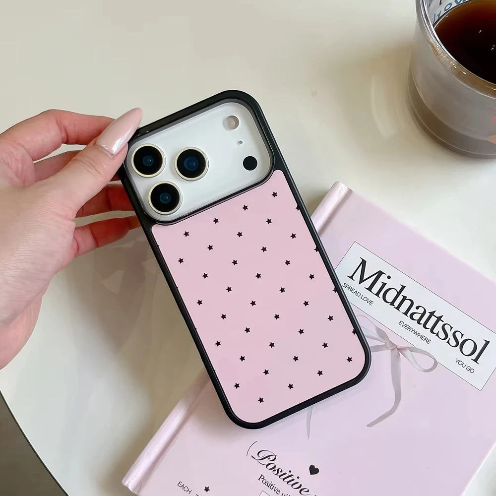 Full Screen Pink Five-pointed Stars Phone Case For iPhone 17 Air 16 Pro Max 15 14 Plus 13 12 11 Shockproof Silicone Back Cover