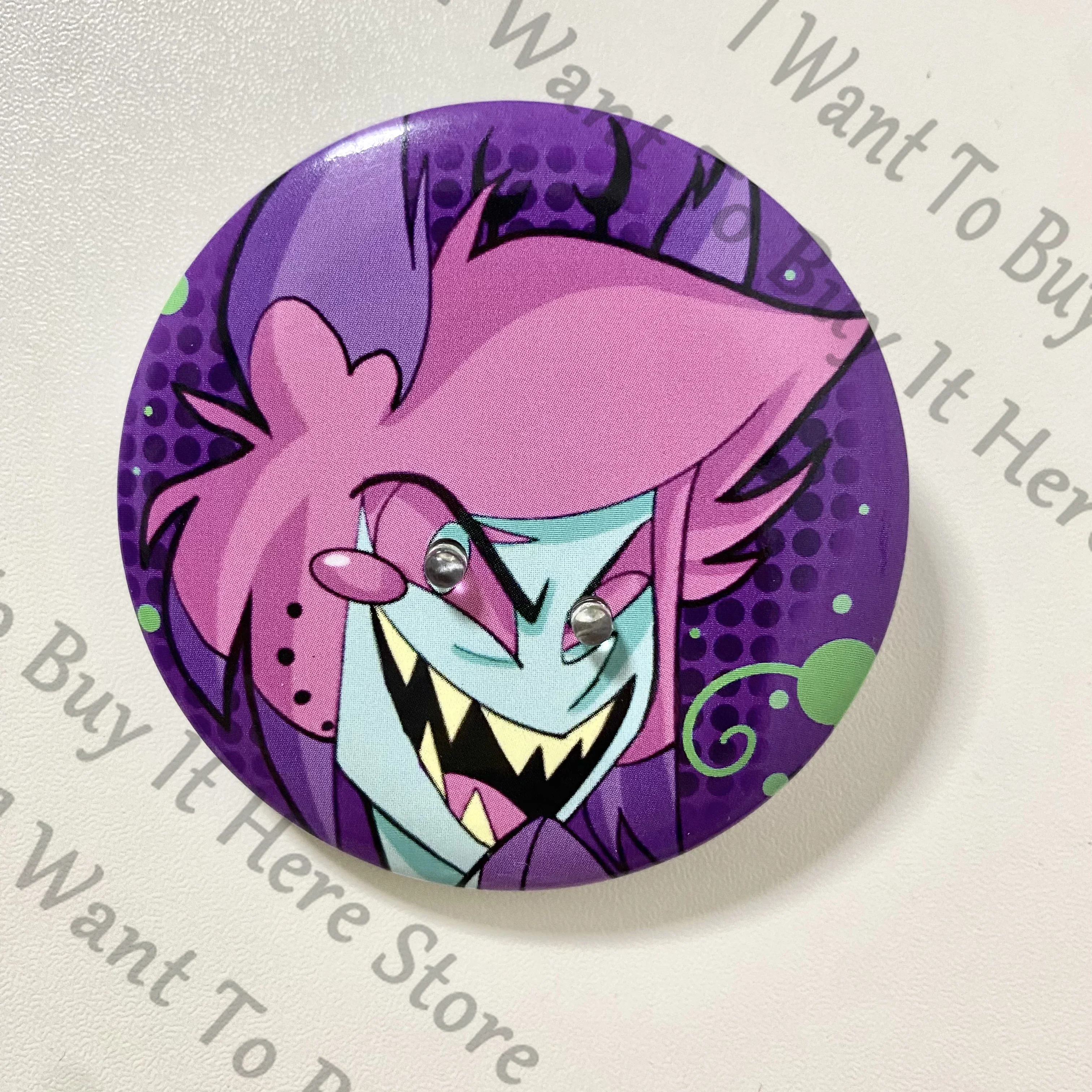 58mm Anime Hazbin Hotel Alastor Radio Demon Cosplay Cartoon Badge Emblem Brooch Widget Ornament Accessories Ambitus Xmas Gift