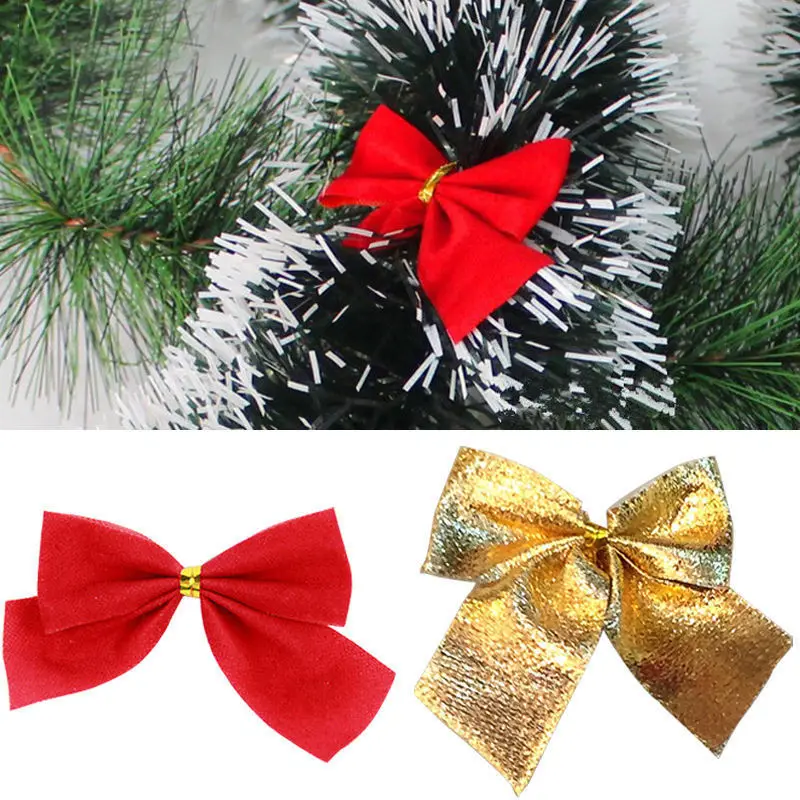 

12pcs/set Christmas Bow Xmas Bowknot Pendant Ornaments for Xmas Tree Wreath Hanging Decor 2026 Navidad New Year Party Gifts