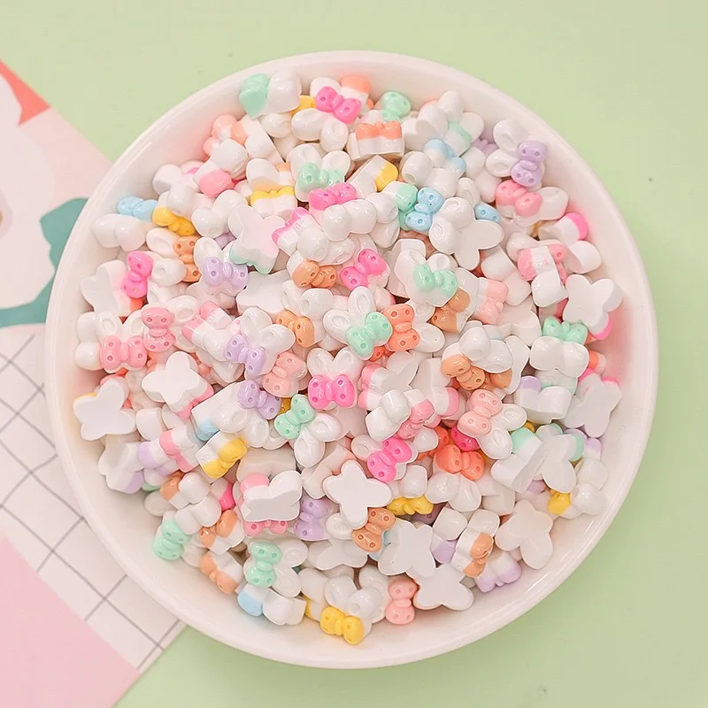 30pcs Mini Mixed Rainbow Cherry Bow Tie, Candy Series DIY Set Flat Back Stone Statue DIY Wedding Scrapbook Nail Art Accessories