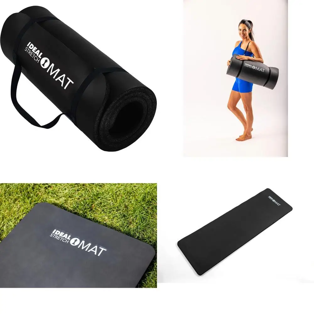 بساط يوجا وبيلاتيس NBR سميك صديق للبيئة مقاس 1 بوصة - بساط تمرين غير قابل للانزلاق لليوجا والبيلاتيس والتمدد وتدريبات اللياقة البدنية #1