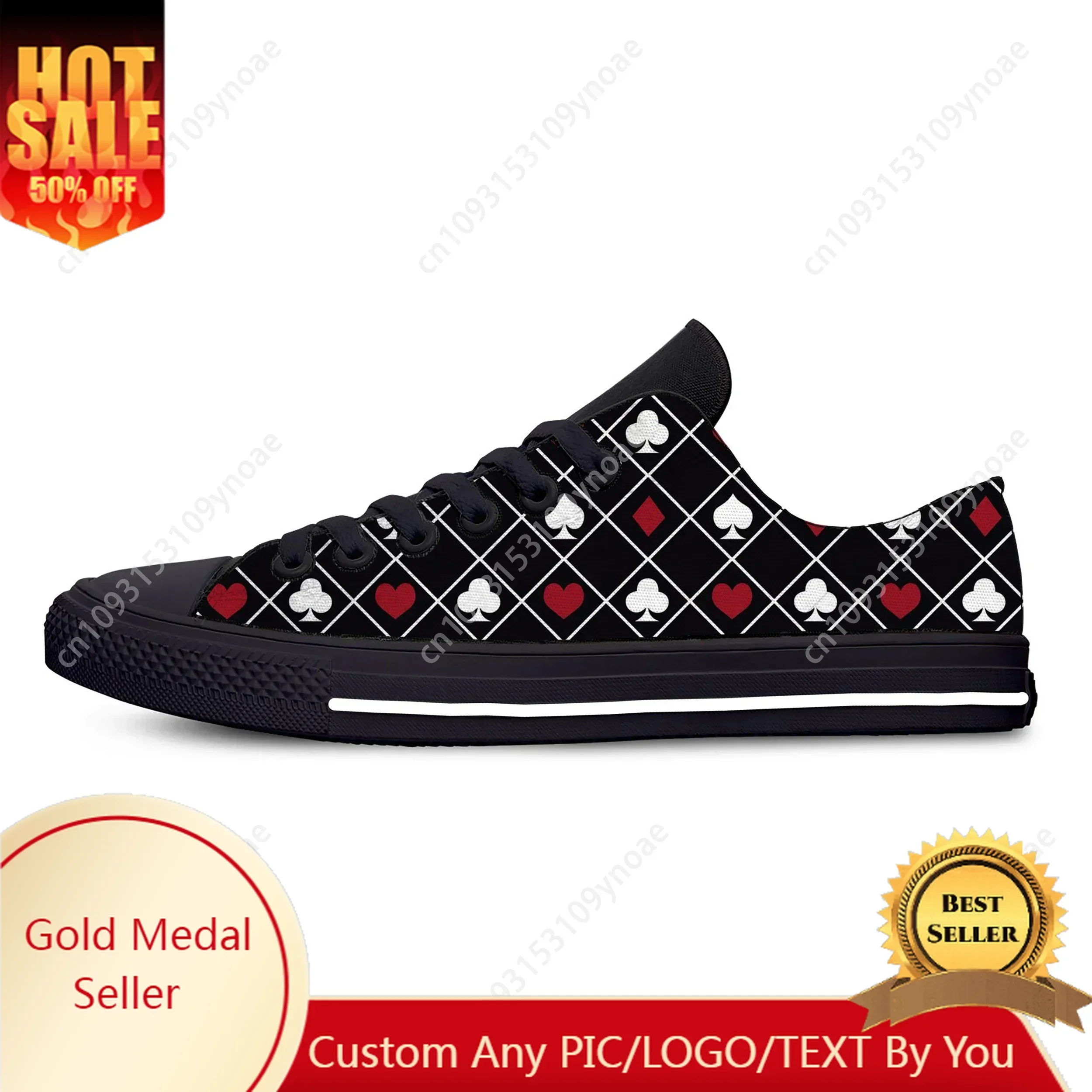 

Summer Playing Card Poker Novelty Cool Funny Fashion Casual Shoes Low Top Lightweight Board Shoes Breathable Men Women Sneakers